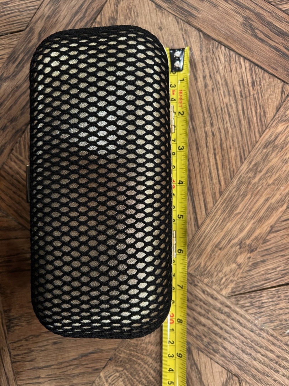 Kate Landry Black Mesh Over Gold Hard-Case Evening Clutch - Picture 6 of 6